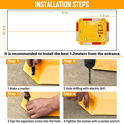 Tevlaphee Parking Space Lock Folding Parking Barrier, Manual Parking Space Double Lock & Manual Parking Blocker & Car Parking Gadgets Orange