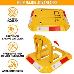 Tevlaphee Parking Space Lock Folding Parking Barrier, Manual Parking Space Double Lock & Manual Parking Blocker & Car Parking Gadgets Orange