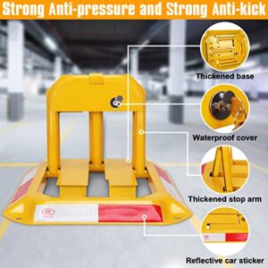 Tevlaphee Parking Space Lock Folding Parking Barrier, Manual Parking Space Double Lock & Manual Parking Blocker & Car Parking Gadgets Orange