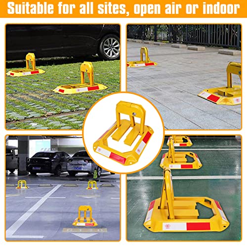 Tevlaphee Parking Space Lock Folding Parking Barrier, Manual Parking Space Double Lock & Manual Parking Blocker & Car Parking Gadgets Orange