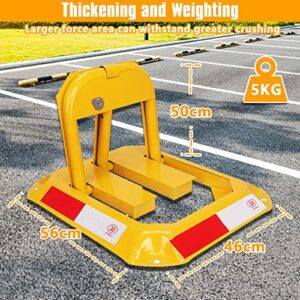 Tevlaphee Parking Space Lock Folding Parking Barrier, Manual Parking Space Double Lock & Manual Parking Blocker & Car Parking Gadgets Orange