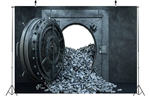 CORFOTO 9x6ft Bank Vault Door Backdrop Money US Dollar Cash in Bank Background for Kids Adults Family Portrait Party Photography Background Photo Booth Photo Studio Props Fabric