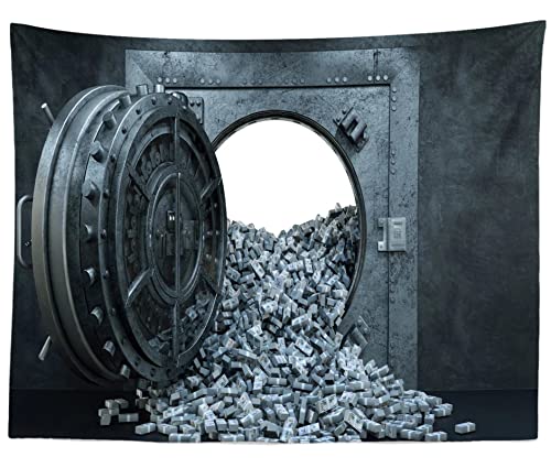 CORFOTO 9x6ft Bank Vault Door Backdrop Money US Dollar Cash in Bank Background for Kids Adults Family Portrait Party Photography Background Photo Booth Photo Studio Props Fabric