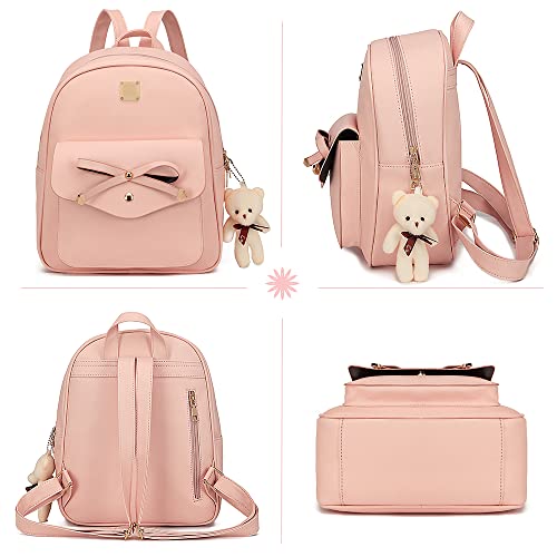 MACCINELO Cute PU leather 3pcs set backpack mini purse shoulder bag for women girls Rucksack for Ladies Shoulder Bag over 5 years old