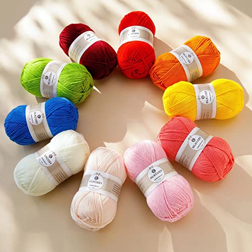 2 Pcs Crochet Yarn, Feels Soft 280 Yards Assorted Colors 4ply Acrylic Yarn,Yarn for Crochet & Hand Knitting-Milky White