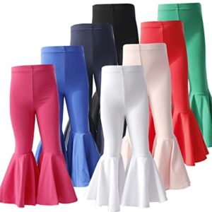 lxf toddler girls bell bottom stretch cotton pants baby girls bell-bottoms ruffle trousers flare pants for 0-6t, a-pink, 2-3t