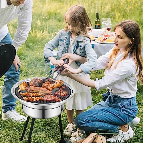 Panghuhu88 Korean BBQ Grill,Portable Household Charcoal Barbecue Grill, Non-stick Round Carbon Barbecue Grill with Insulation Pad Camping Grill Stove for Outdoor and Picnic