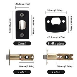 MAXECURITY Passage Door Lever Matte Black Square Interior Door Handle Keyless Doorknob Hall and Closet Lockset Handleset，Heavy Duty Non-Locking Lever Set for Left or Right Handing.