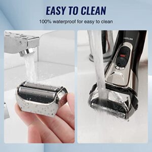 Electric Razor for Men Foil Electric Shavers for Men Face Electric Razors for Shaving Face Men’s Electric Shavers Cordless Rechargeable Beard Shaver Waterproof LED Display Wet Dry Use by PRITECH