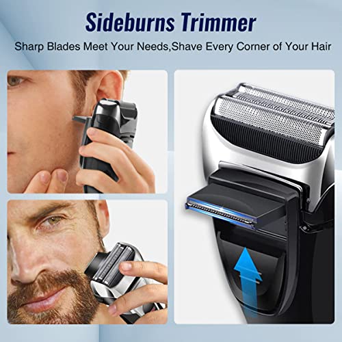 Electric Razor for Men Foil Electric Shavers for Men Face Electric Razors for Shaving Face Men’s Electric Shavers Cordless Rechargeable Beard Shaver Waterproof LED Display Wet Dry Use by PRITECH