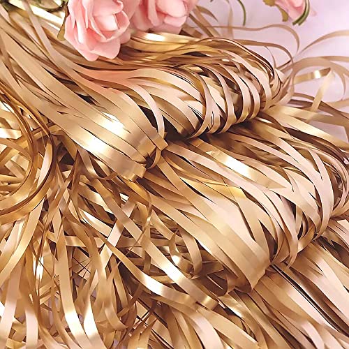 LILF 2 Pack of 3.3ft x 8.3ft Matte Metallic Foil Fringe Curtain for Birthday Party Wedding Bridal Baby Shower Photo Booth Backdrop Christmas Home Decoration Props (Matte Gold)