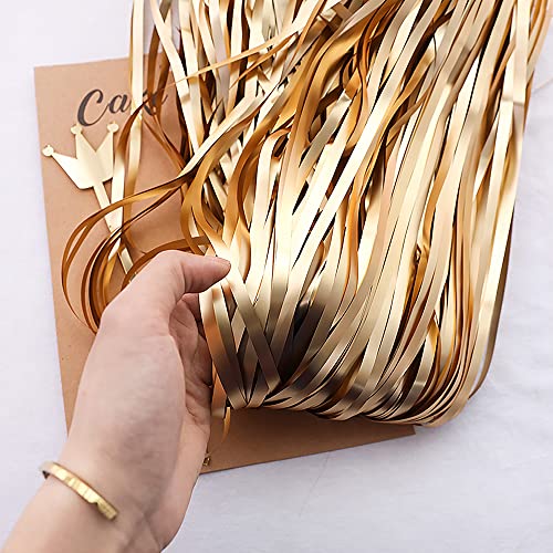 LILF 2 Pack of 3.3ft x 8.3ft Matte Metallic Foil Fringe Curtain for Birthday Party Wedding Bridal Baby Shower Photo Booth Backdrop Christmas Home Decoration Props (Matte Gold)