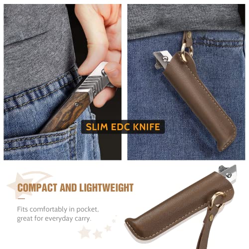 ITOKEY Pocket Knife for Men, Tanto Folding Knife with Sheath, EDC Knifes, Slim Gentleman's Knife, Cool Knives for Men Everyday Carry Outdoor