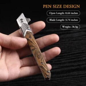 ITOKEY Pocket Knife for Men, Tanto Folding Knife with Sheath, EDC Knifes, Slim Gentleman's Knife, Cool Knives for Men Everyday Carry Outdoor