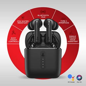 BOAT Airdopes 141 Bluetooth Truly Wireless in Ear Headphones with 42H Playtime,Low Latency Mode for Gaming, ENx Tech, IWP, IPX4 Water Resistance, Smooth Touch Controls (Bold Black)