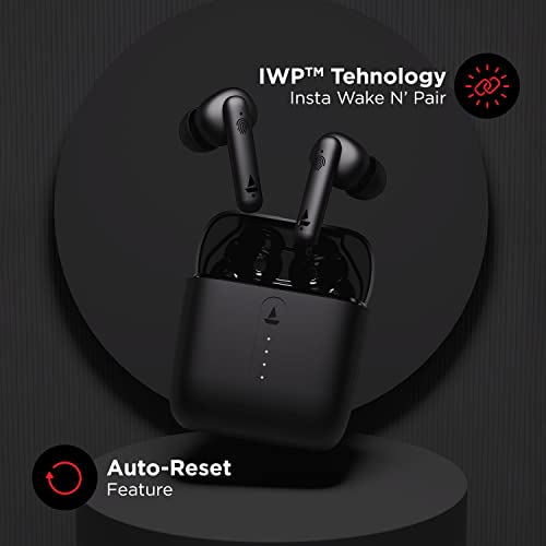 BOAT Airdopes 141 Bluetooth Truly Wireless in Ear Headphones with 42H Playtime,Low Latency Mode for Gaming, ENx Tech, IWP, IPX4 Water Resistance, Smooth Touch Controls (Bold Black)