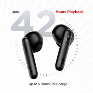 BOAT Airdopes 141 Bluetooth Truly Wireless in Ear Headphones with 42H Playtime,Low Latency Mode for Gaming, ENx Tech, IWP, IPX4 Water Resistance, Smooth Touch Controls (Bold Black)