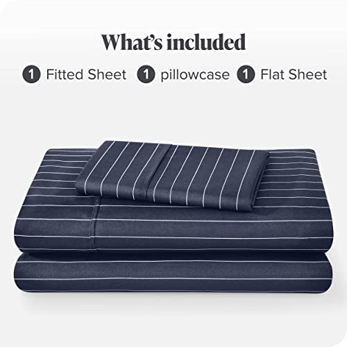 Bare Home Twin XL Sheet Set - College Dorm Size - 1800 Ultra-Soft Microfiber Twin Extra Long Bed Sheets - Deep Pockets - Easy Fit - 3 Piece Set - Bed Sheets (Twin XL, Pinstripe - Midnight/White)