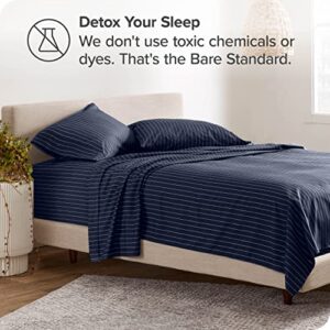 Bare Home Twin XL Sheet Set - College Dorm Size - 1800 Ultra-Soft Microfiber Twin Extra Long Bed Sheets - Deep Pockets - Easy Fit - 3 Piece Set - Bed Sheets (Twin XL, Pinstripe - Midnight/White)