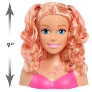 Barbie Small Styling Head, Blonde Hair, 17-pieces, Pretend Play, Kids Toys for Ages 3 Up by Just Play