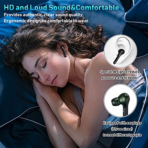 Wireless Earbuds Bluetooth Headphones with Wireless Charging Case and LED Power Display 35Hr Playtime Bass Stereo Sound Earphones Sweatproof Touch Control Built in Mic Headset for Sport Workout Office