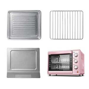 30L Elecric Oven,with Temperature Setting 70-230℃ 120 Minutes Timing 1500W 3 Baking Functions Convection Countertop Toaster Oven (Pink) (Pink) Aesthetic and Practical