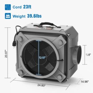 Abestorm Air Scrubber, Negative Air Machine with 3-Stage Filtration & 16 Inch Air Inlet for Home, Industrial and Commercial Air Purification, MERV-10 & HEPA/Activated Carbon Filters, 550 CFM, Gray