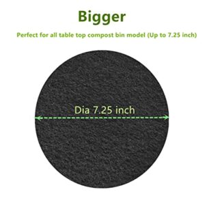 12 Pack Kitchen Compost Bin Charcoal Filter 7.25 Inch Diameter Extra Thicker & Bigger-Over 3 Years Supply- Longer Lasting Activated Charcoal Odor Trapping Filters (0.4inch/10mm Thickness), Round