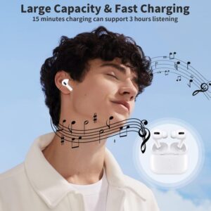 Wireless Charging Case Replecement Compatible for Air pod Pro, Support Wired & Wireless Charging, with Buletooth Pairing Sync Button, White [NO EARPODS]