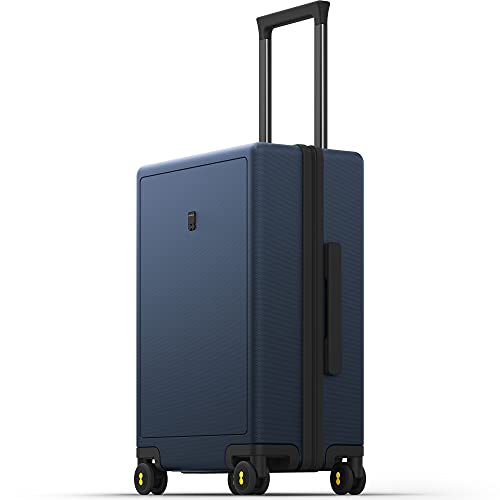 LEVEL8 Carry on Luggage 22x14x9 Airline Approved, Carry on Suitcases with Wheels, Lightweight PC Hardside Luminous Textured Luggage for Travel, TSA Approved, 20-Inch Carry-On,Navy