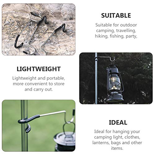 4Pcs Outdoor s lamp Hook Pole Mount Hooks, Black Pole Attachment Hanger, Multifunctional Camping Light Hook for Indoor& Outdoor Hanging Outdoor Light Hanging Holder Lights Camping Accessories