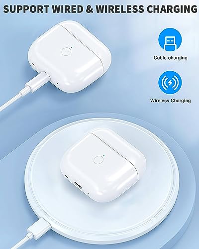Wireless Charging Case Replacement Compatible with AirPod 3rd Generation, Air Pod 3 Charger Case with Bluetooth Pairing Sync Button Without Earbuds, White
