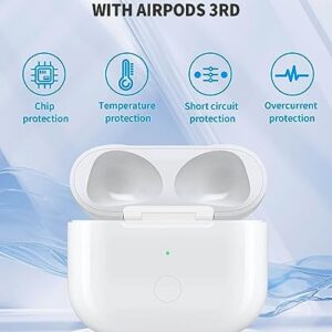 Wireless Charging Case Replacement Compatible with AirPod 3rd Generation, Air Pod 3 Charger Case with Bluetooth Pairing Sync Button Without Earbuds, White