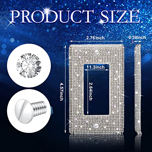 Silver Shiny Silver Rhinestones Wall Plates, 2 Pieces Light Switch Cover Plate Bling Crystal Wall Plates Decorative Wall Plate Single Toggle For Kitchen