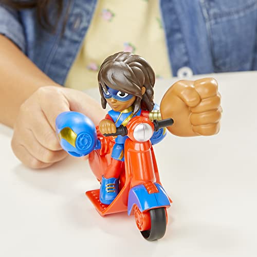Spidey and His Amazing Friends Marvel Ms. Marvel Action Figure and Embiggen Bike Vehicle, Preschool Toy for Kids Ages 3 and Up