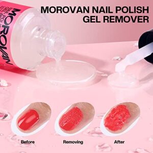 Morovan Gel Polish Remover Kit - Gel Nail Polish Remover Set with Latex Tape Peel Off Liquid with Cuticle Pusher Peeler Cuticle Oil Nail File Cleaner Quick & Easy No Need for Foil Soaking Or Wrapping