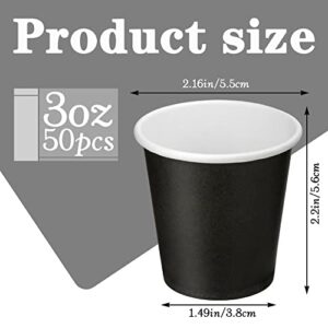 Iuuidu 3 oz Paper Cups, Black Mouthwash Cups 50 Count Disposable Bathroom Cups 3 oz, Disposable Espresso Cups Small Paper Cups for Party,Picnic,Travel,Espresso and Snack