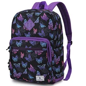 school backpack,vonxury women classic lightweight water resistant causal daypack for teens boys girls(purple butterfly）
