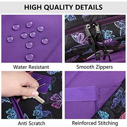 School Backpack,VONXURY Women Classic Lightweight Water Resistant Causal Daypack for Teens Boys Girls(Purple Butterfly）