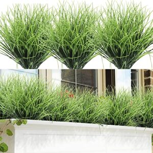 slanc 8 bundles artificial grass plants fake bushes artificial shrubs wheat grass greenery for house plastic outdoor uv resistant faux grass (pack of 8)