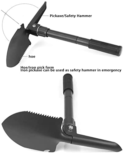 Folding Survival Shovel - Mini Heavy Duty Carbon Steel Military Style Entrenching Tool for Off Road, Nylon Carry Case, Camping, Gardening, Beach, Digging Dirt, Sand, Mud & Snow