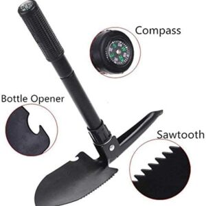 Folding Survival Shovel - Mini Heavy Duty Carbon Steel Military Style Entrenching Tool for Off Road, Nylon Carry Case, Camping, Gardening, Beach, Digging Dirt, Sand, Mud & Snow