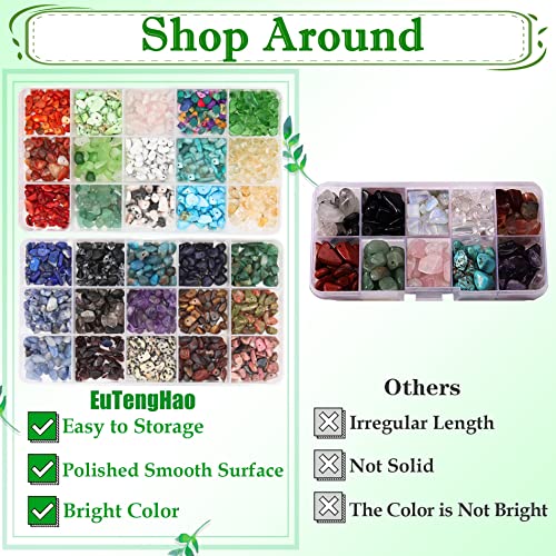 EuTengHao Natural Irregular Chips Stone Beads Gemstone Beads Kit with Tassels Wooden Beads Tiny Beads Jewelry Findings Charms Earring Hooks Beading Wire for Jewelry Making(30 Colors)