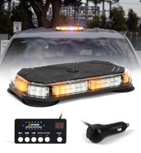 xprite led strobe light magnetic mount emergency traffic security warning caution flashing plow light, for construction vehicles tow trucks- white amber