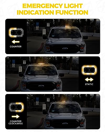 Xprite LED Strobe Light Magnetic Mount Emergency Traffic Security Warning Caution Flashing Plow Light, for Construction Vehicles Tow Trucks- White Amber