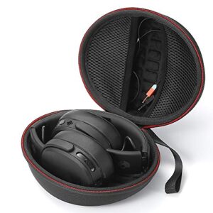 hard travel carrying case compatible with skullcandy crusher over-ear headphones. (case only, not include the device)-black(black lining)