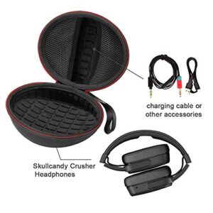 Hard Travel Carrying Case Compatible with Skullcandy Crusher Over-Ear Headphones. (Case Only, Not Include The Device)-Black(Black Lining)