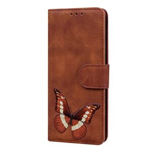 ivy realme 7 pro case for realme 7 pro,[butterfly][flip kickstand][magnetic buckle][skin touch feeling] wallet case for oppo realme 7 pro case - brown