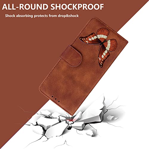 IVY Realme 7 Pro Case for Realme 7 Pro,[Butterfly][Flip Kickstand][Magnetic Buckle][Skin Touch Feeling] Wallet Case for Oppo Realme 7 Pro Case - Brown