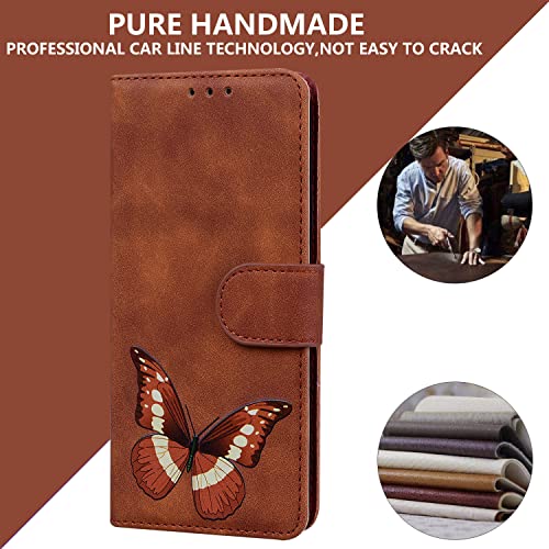 IVY Realme 7 Pro Case for Realme 7 Pro,[Butterfly][Flip Kickstand][Magnetic Buckle][Skin Touch Feeling] Wallet Case for Oppo Realme 7 Pro Case - Brown